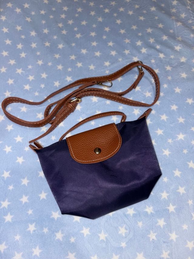 Borsa piccola blu e marrone