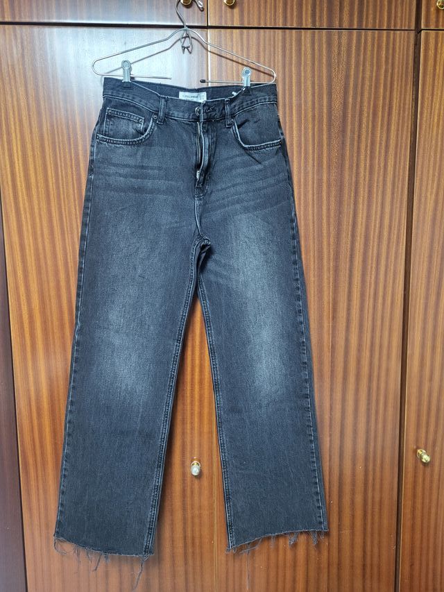 Pantalón vaquero ancho negro Pull&Bear T-
