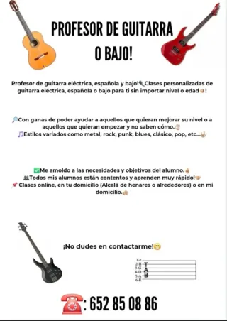 Profesor de guitarra española, eléctrica o bajo!