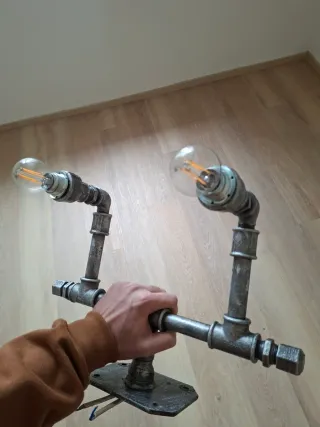 Lampada stile Industry metallo e vetro