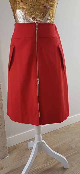 Falda Purificación García Roja Cremallera