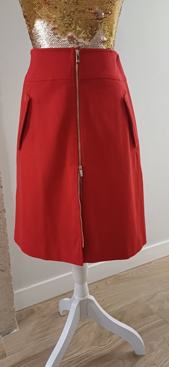 Falda Purificación García Roja Cremallera