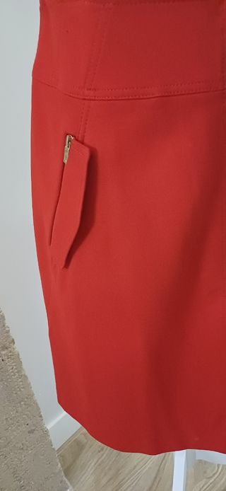 Falda Purificación García Roja Cremallera