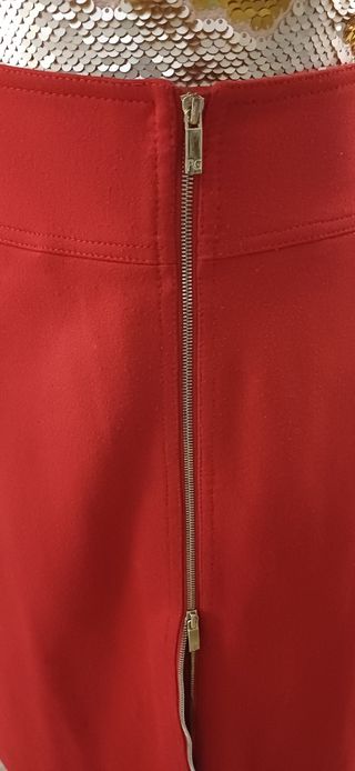 Falda Purificación García Roja Cremallera