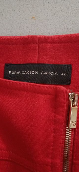 Falda Purificación García Roja Cremallera