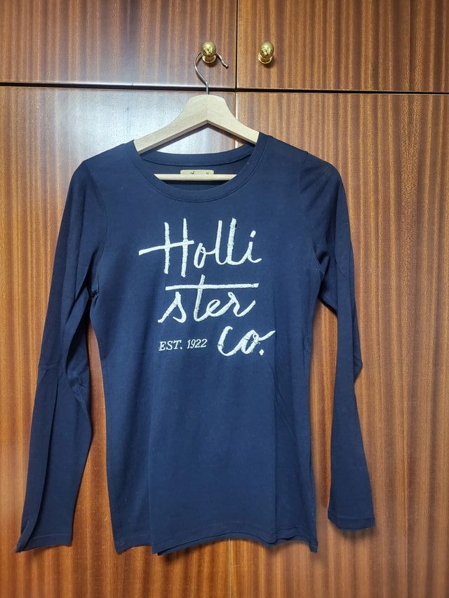Camiseta Hollister manga larga azul T-M