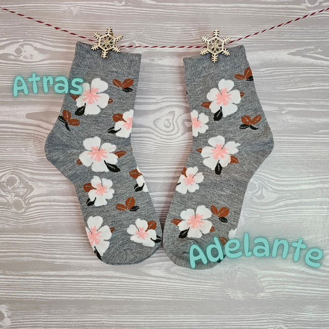 Calcetines floreados con elastico ancho x5