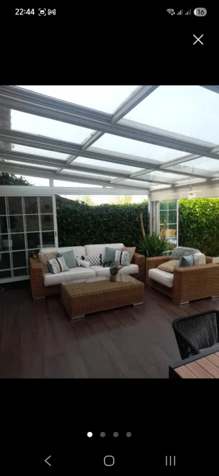 Conjunto Sofá y Sillón Exterior imitación ratan