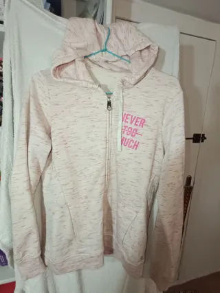 Chaqueta con capucha rosa y blanca mujer