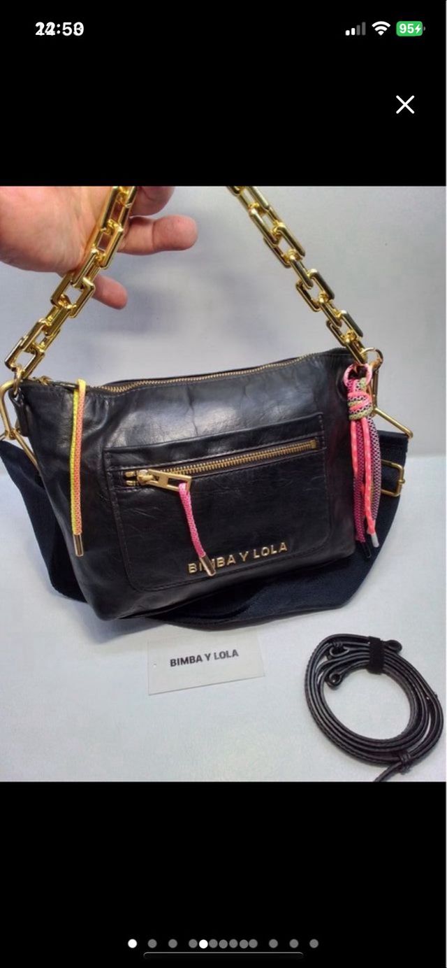 Lote 2 Bolsos Bimba y Lola Piel Negro y burdeo