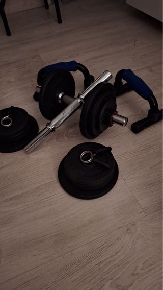 Set Mancuernas Cromadas + asas push-up