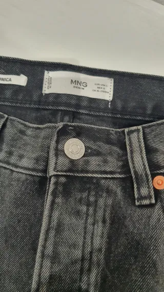 Falda tejana negra Mango desgastada