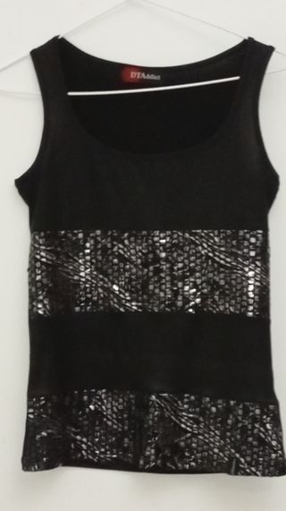 chaqueta plateada top lentejuelas negra nuevo