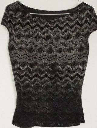 chaqueta plateada top lentejuelas negra nuevo