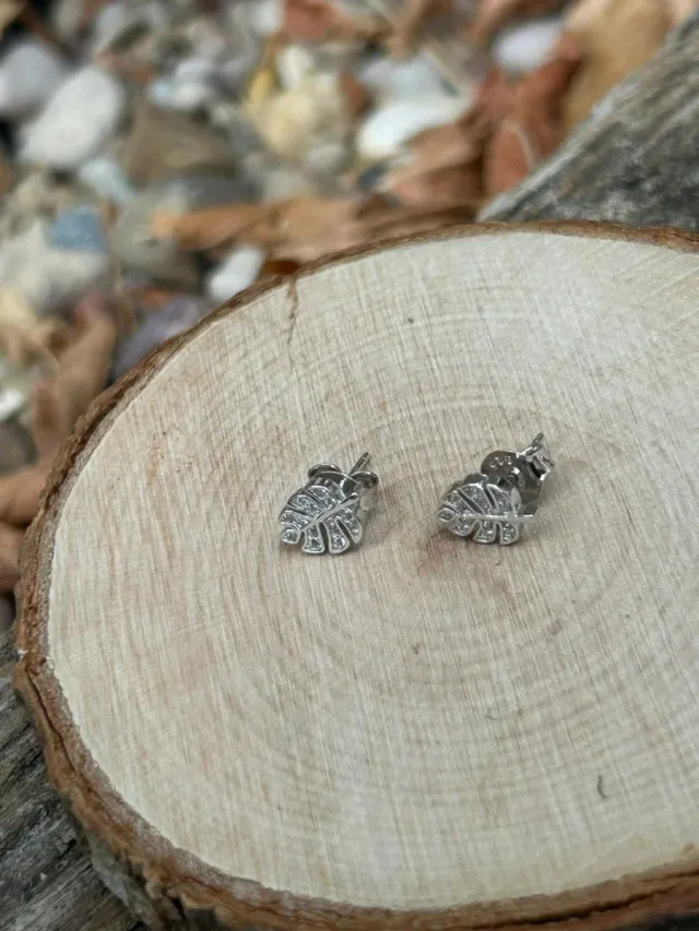 Pendientes hoja plata