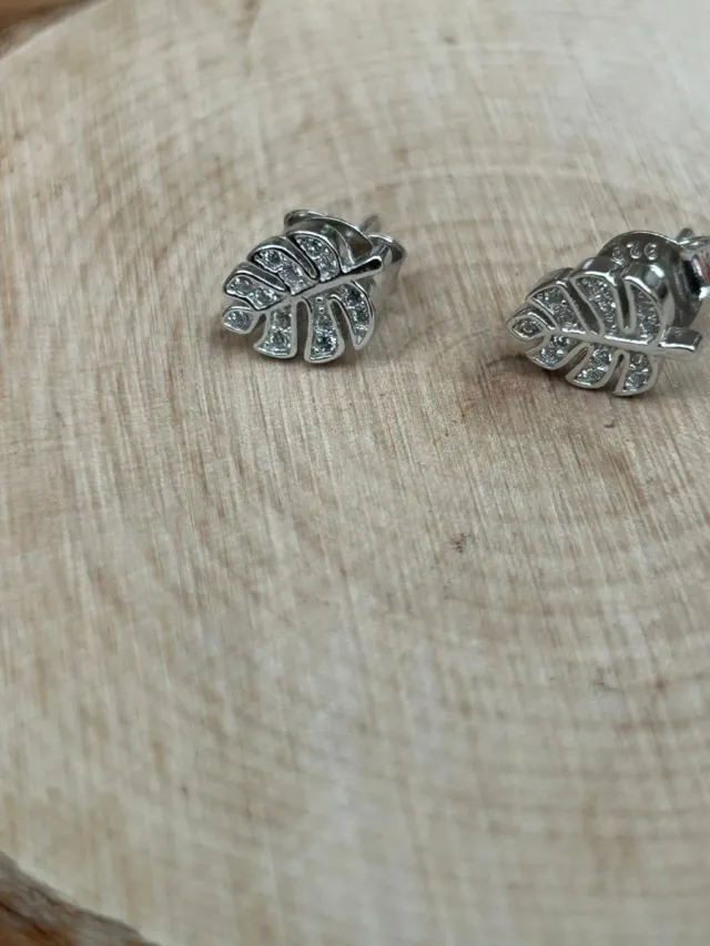 Pendientes hoja plata