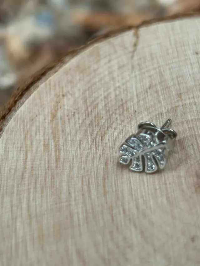 Pendientes hoja plata