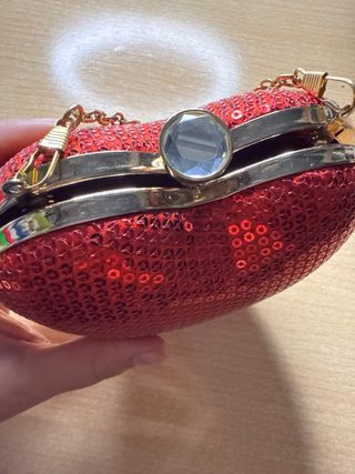 Bolso Corazón Lentejuelas Rojo Dorado