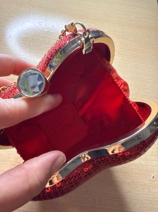 Bolso Corazón Lentejuelas Rojo Dorado