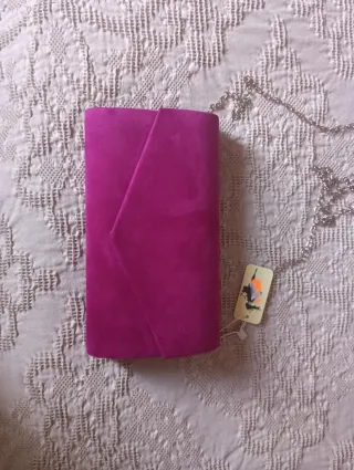 Vestido fiesta rosa fucsia con bolso