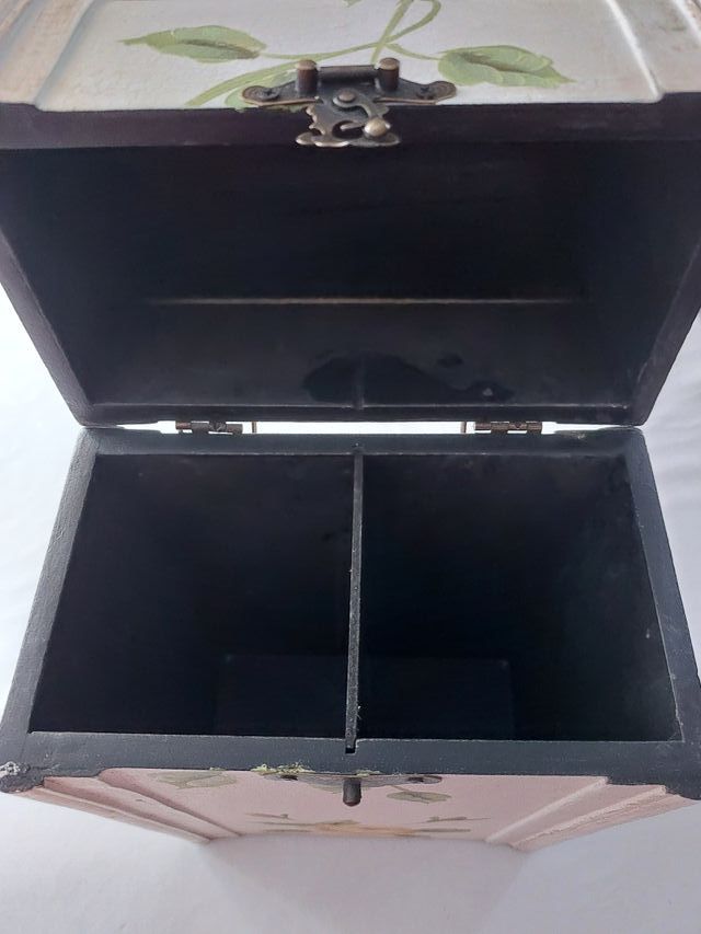 Estuche Madera Vintage Flores Pintadas