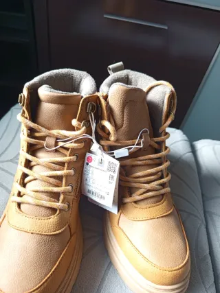 Botines Zara Desert Cordones Beige Talla 39