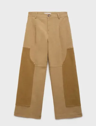 Pantalón ancho beige y marrón