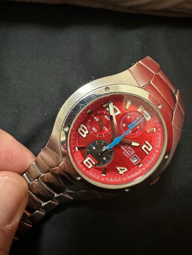 Reloj Lotus Cronógrafo Rojo y Plateado
