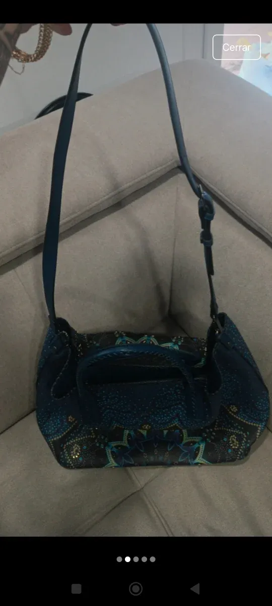 Bolso shopper Desigual azul con estampado mandala