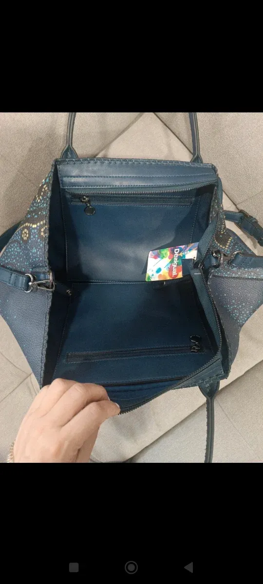 Bolso shopper Desigual azul con estampado mandala