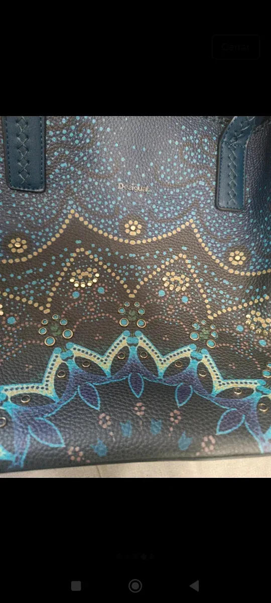 Bolso shopper Desigual azul con estampado mandala