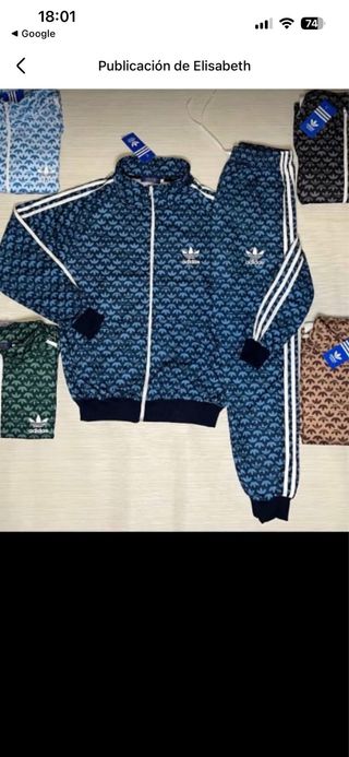Conjunto Adidas Chándal Estampado Azul Blanco