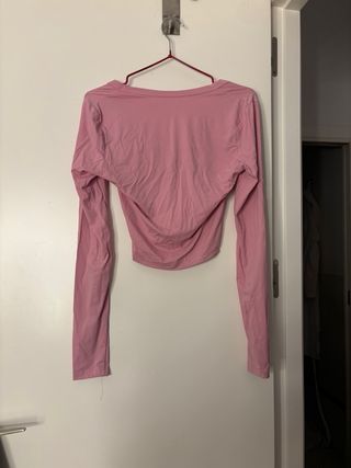 Top rosa manga larga