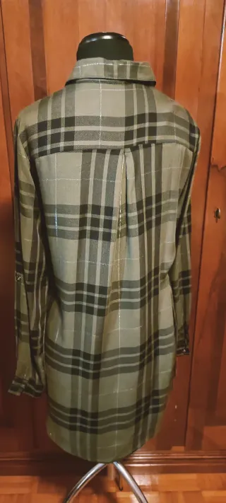 Camicia scozzese verde con fili argento