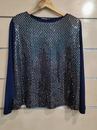 Jersey fiesta brillo Cerezas azul plateado