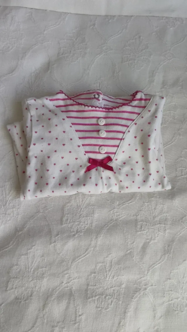 Pijama bebé niña rosa y blanco