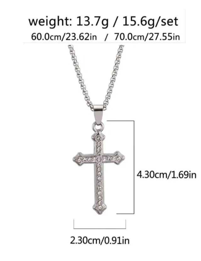 Cadena con colgante cruz pedrería