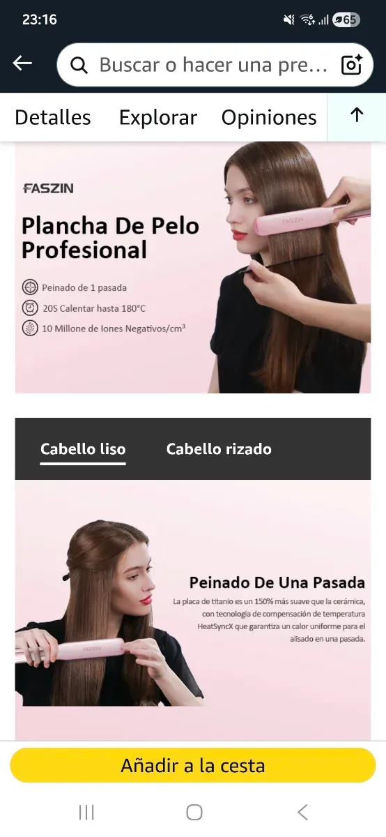 Plancha de pelo FASZIN Ionic One-Pass