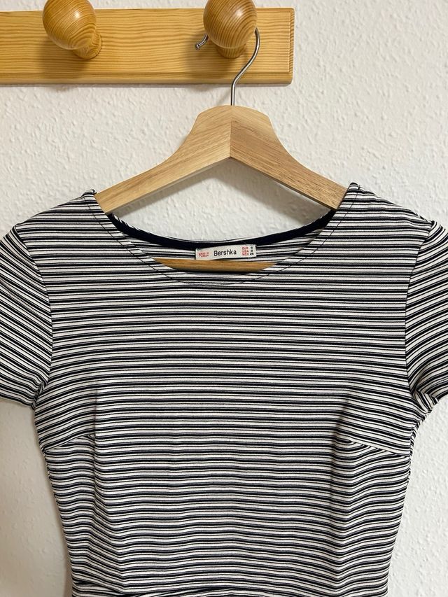 Vestido Bershka rayas blanco y negro T.XS