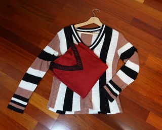 Jersey Shein rayas blanco, negro y marrón