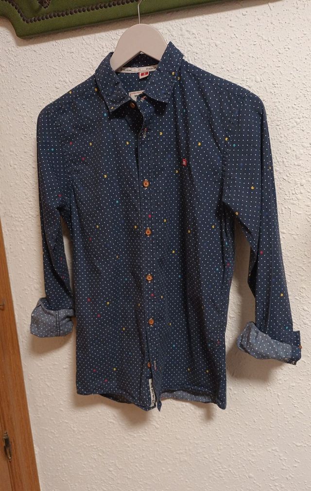 Camisa niño azul con come cocos de colores Talla S