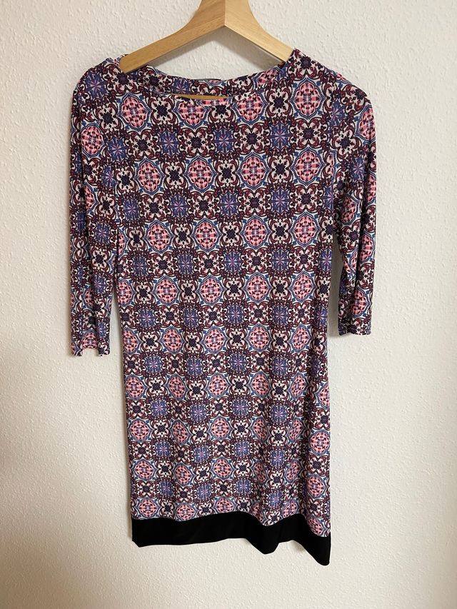 Vestido estampado manga 3/4