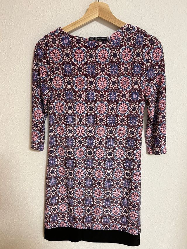 Vestido estampado manga 3/4