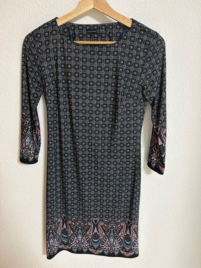 Vestido estampado manga 3/4