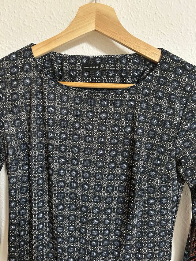 Vestido estampado manga 3/4