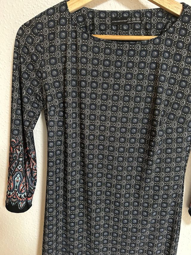 Vestido estampado manga 3/4