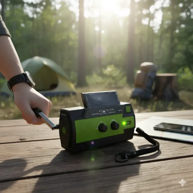 Radio Manivela con Panel Solar Linterna AM/FM