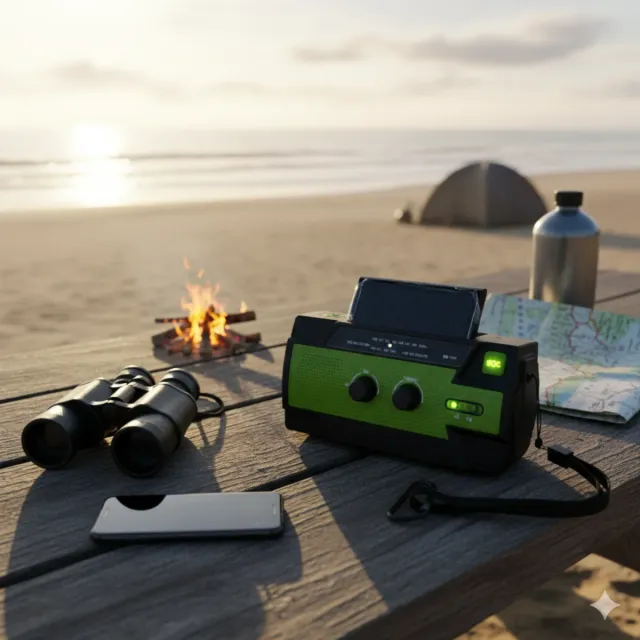 Radio Manivela con Panel Solar Linterna AM/FM