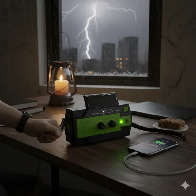 Radio Manivela con Panel Solar Linterna AM/FM