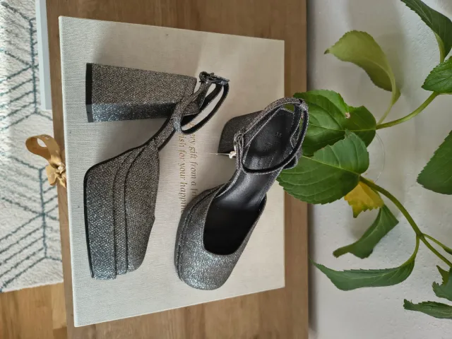 Tacones Plataforma Purpurina Plata